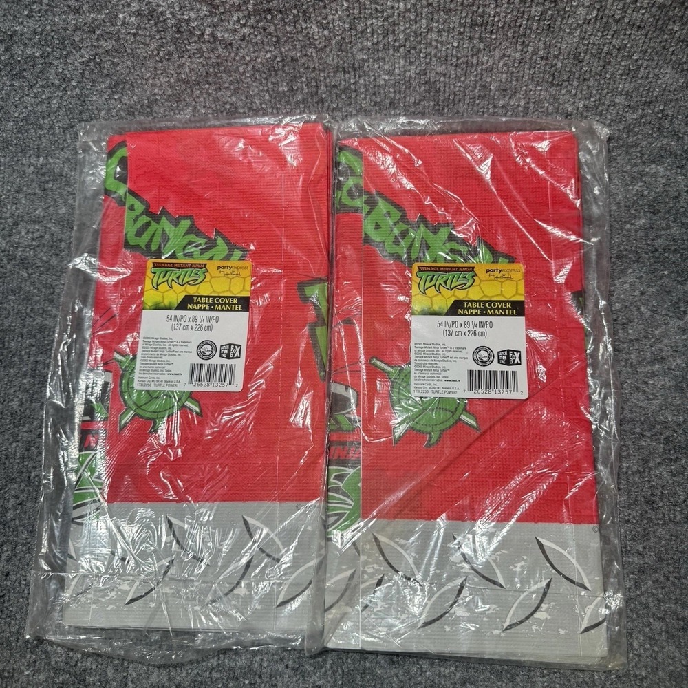 Vintage Teenage Mutant Ninja Turtles Unused Paper Table Cover Set 54" x 89" NEW